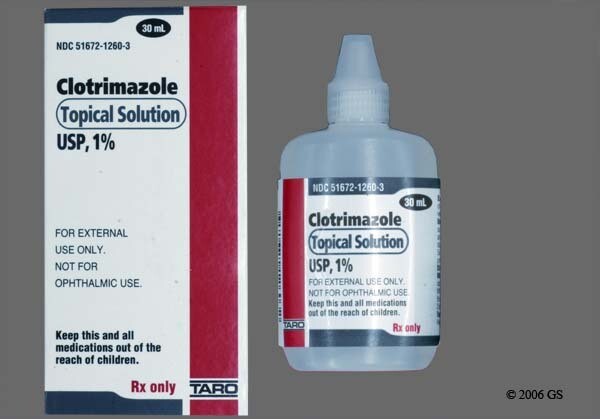 Clotrimazole 1% topical solution (Lotrimin)