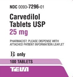 90 Carvedilol 25 mg (Coreg) Tablets