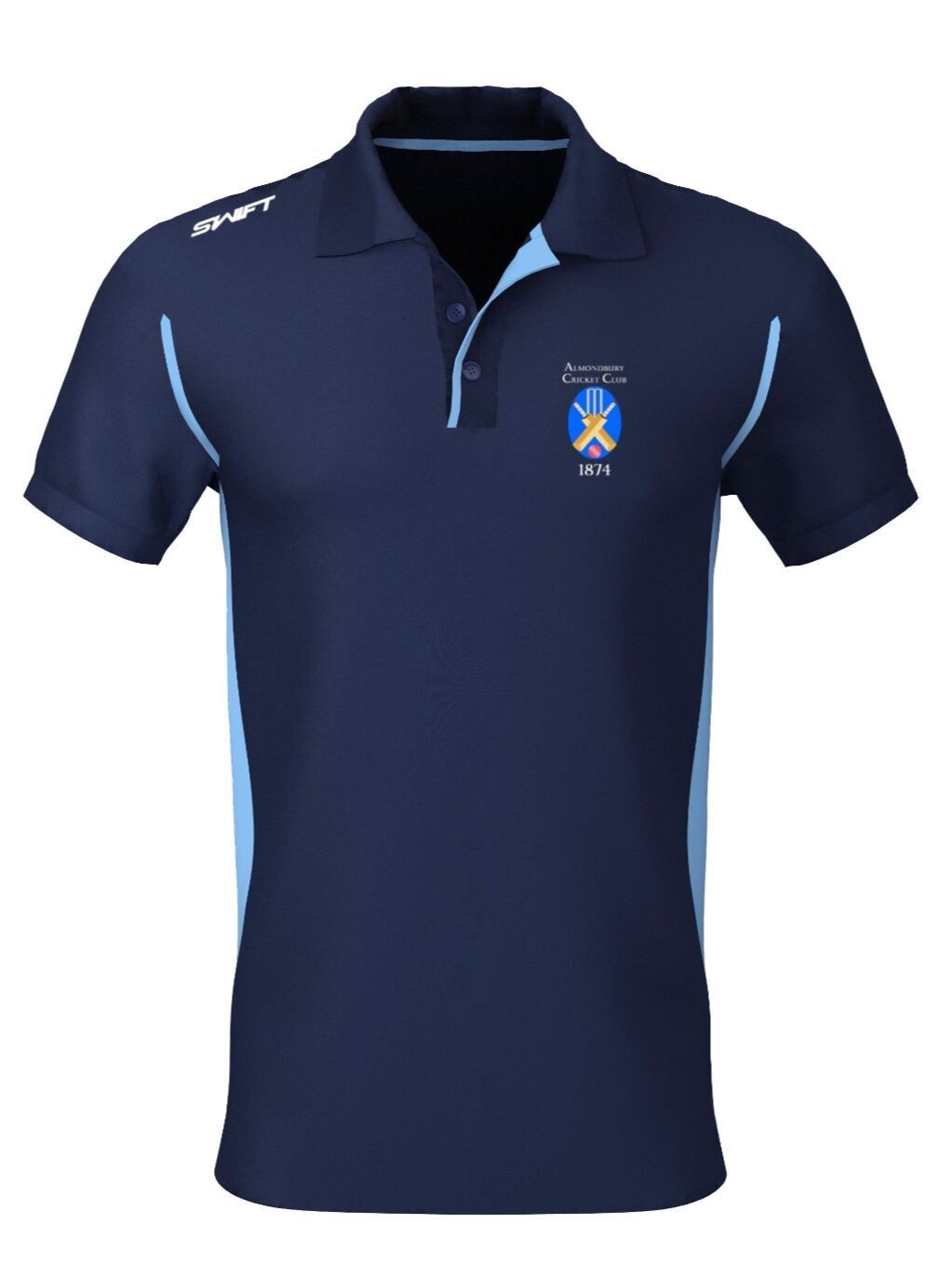 Almondbury cc Polo Shirt Navy/Sky