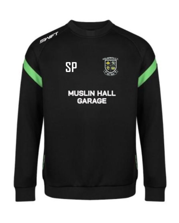 Holmfirth CC (Junior) Muslin Hall Garage Crew Neck/Training Top c/w Sleeve Sponsors & Back Sponsor