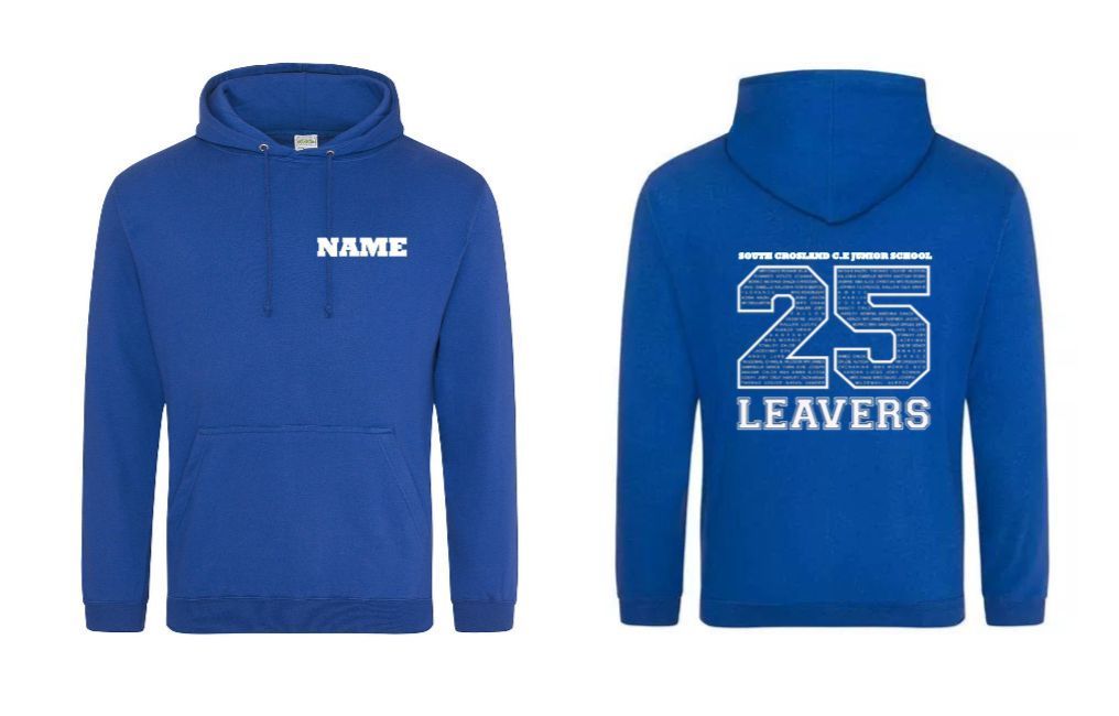 SOUTH CROSLAND C.E JUNIOR SCHOOL LEAVERS 25 HOODIE ROYAL BLUE (ADULT)