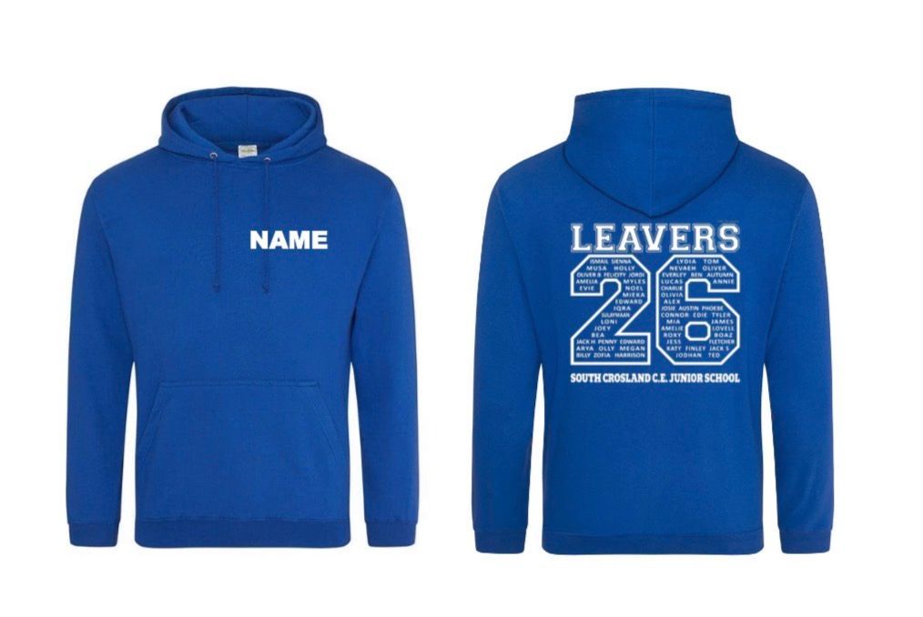 SOUTH CROSLAND C.E JUNIOR SCHOOL LEAVERS 25 HOODIE ROYAL BLUE (JUNIOR)