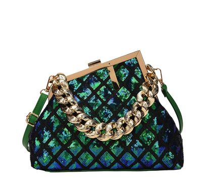 Shiny clutch - Green &amp; Blue