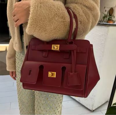 Leather Handbag - Maroon(Bourdex)