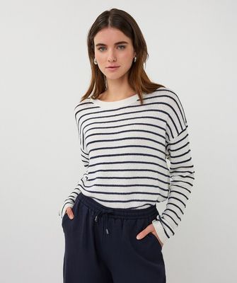 Navy Striped Slub