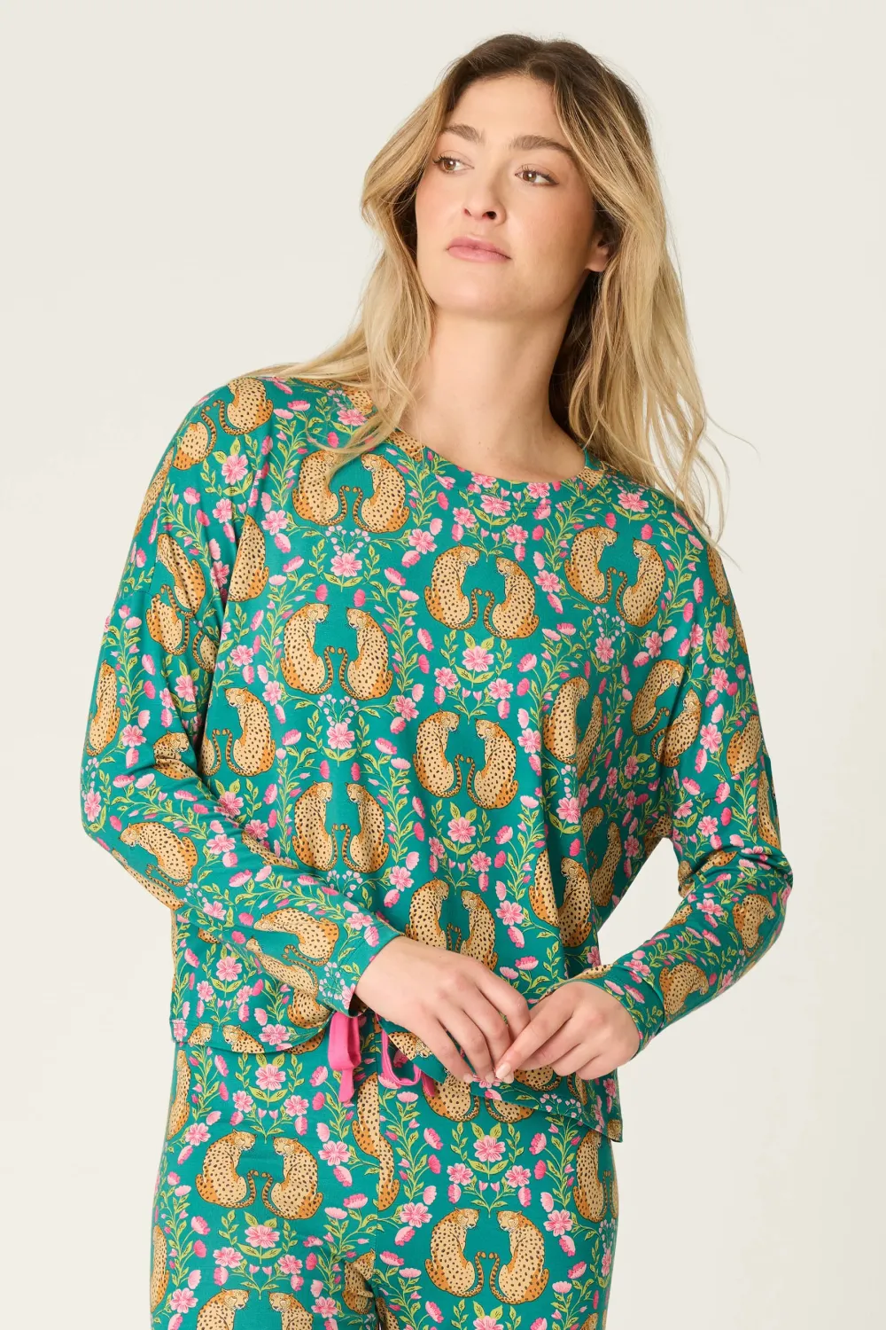 Cheetah Teal Top