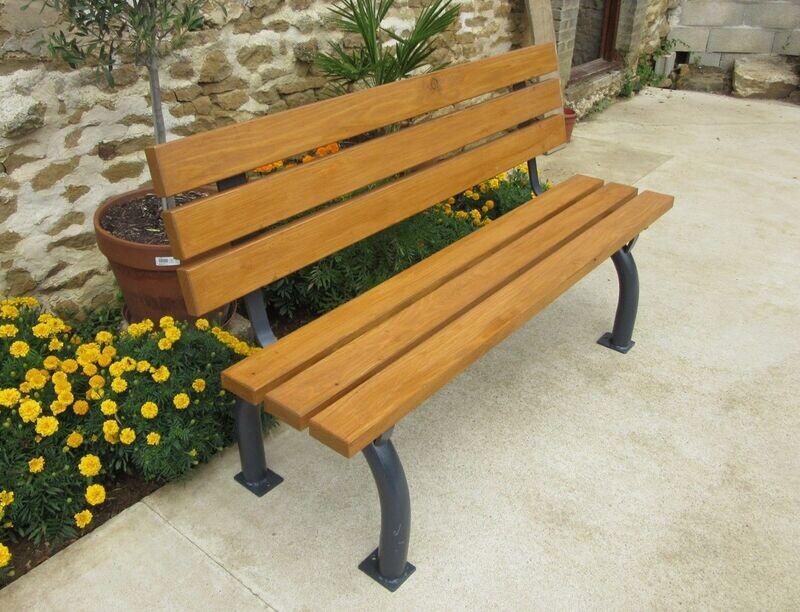 Banc de jardin - avec piètements tubulaires roulées