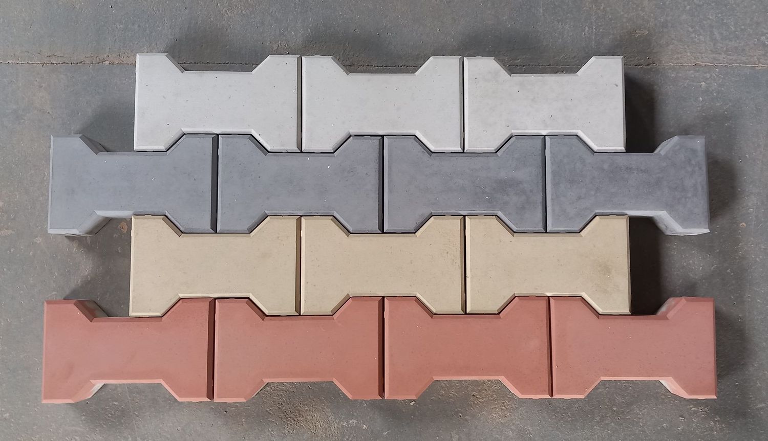 Pavés en béton en forme de H, fait main