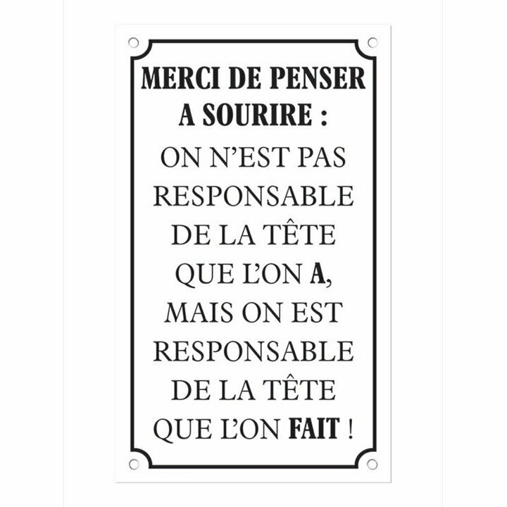 Plaque Emaillée  "Merci De Sourire"