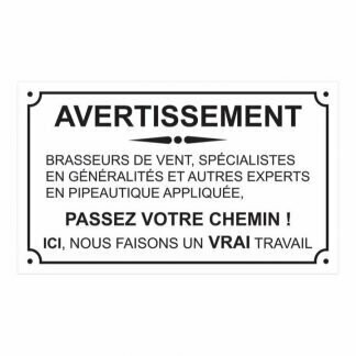 Plaque Emaillée "Avertissement"