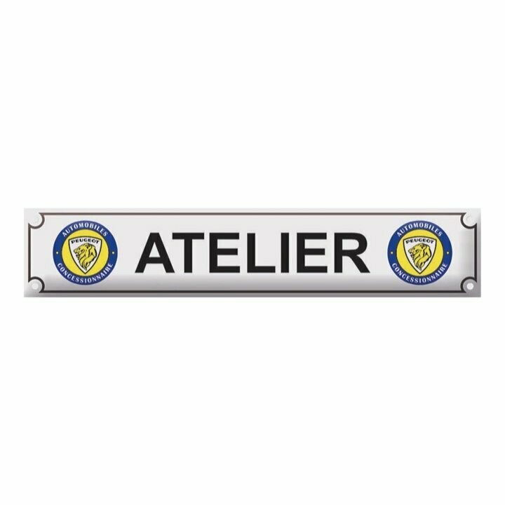 Plaque Emaillée "Atelier Peugeot"
