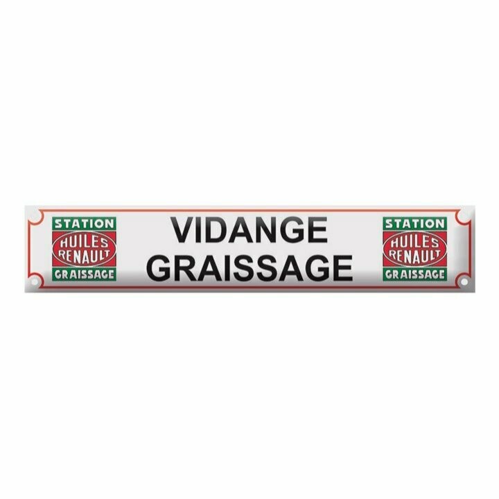 Plaque Emaillée " Vidange Graissage Huiles Renault "