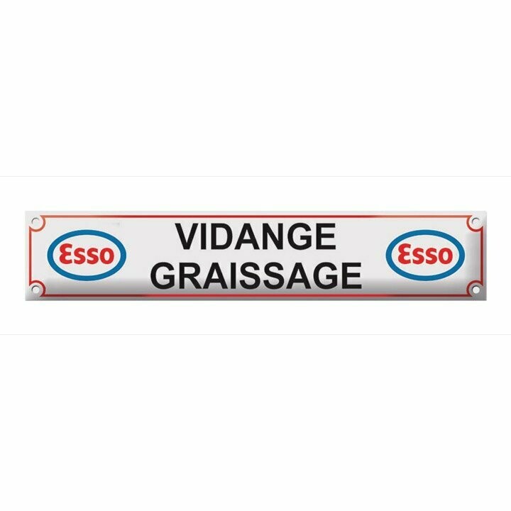 Plaque Emaillée "Vidange Graissage Esso"
