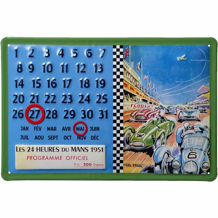 Plaque Publicitaire   Calendrier  "Le Mans 1951 "