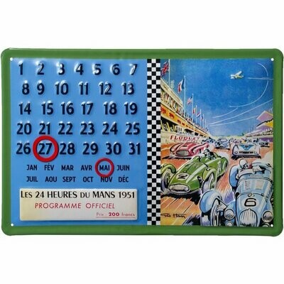 Plaque Publicitaire Calendrier "Le Mans 1951 "