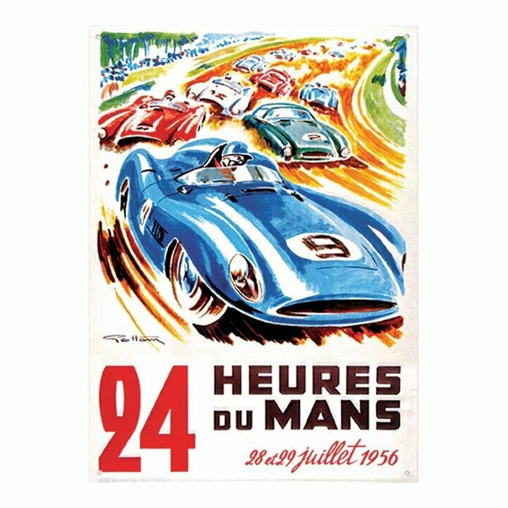 Plaque Métal   Publicitaire  Vintage  "Le Mans 1956"