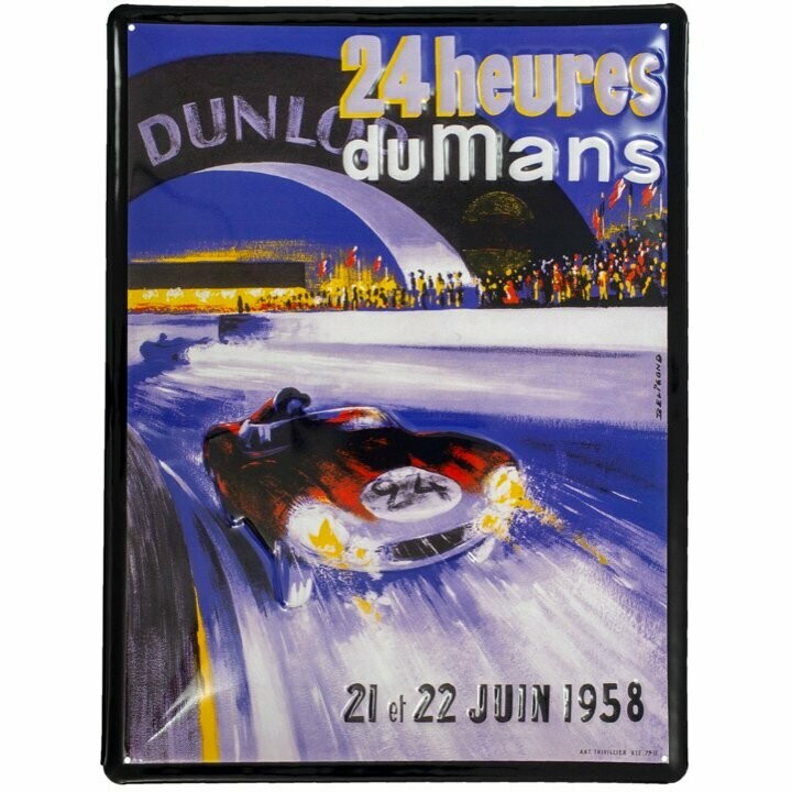 Plaque  Métal Publicitaire  Vintage   " Le Mans 1958 "