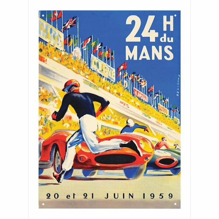 Plaque  Métal Publicitaire  Vintage  "Le Mans 1959 "