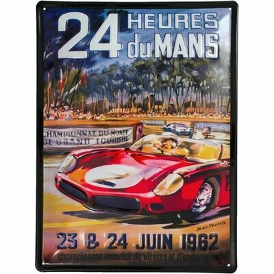 Plaque Métal Publicitaire Vintage "Le Mans 1962"