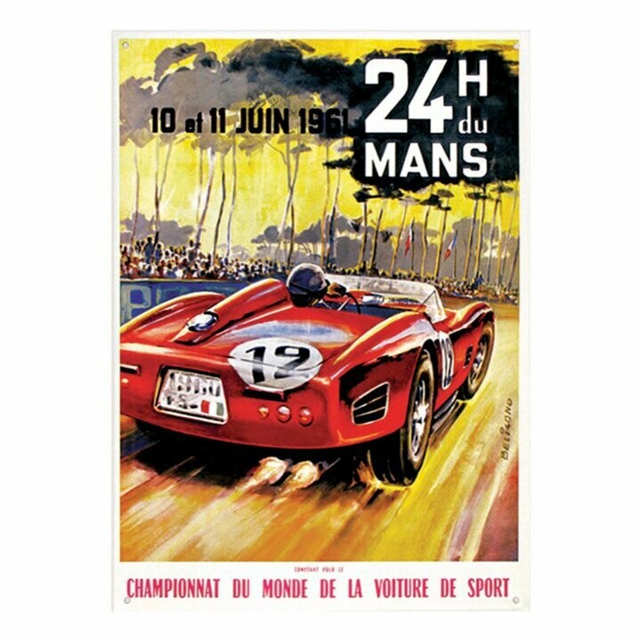 Plaque Métal  Publicitaire  Vintage " Le Mans 1961 "