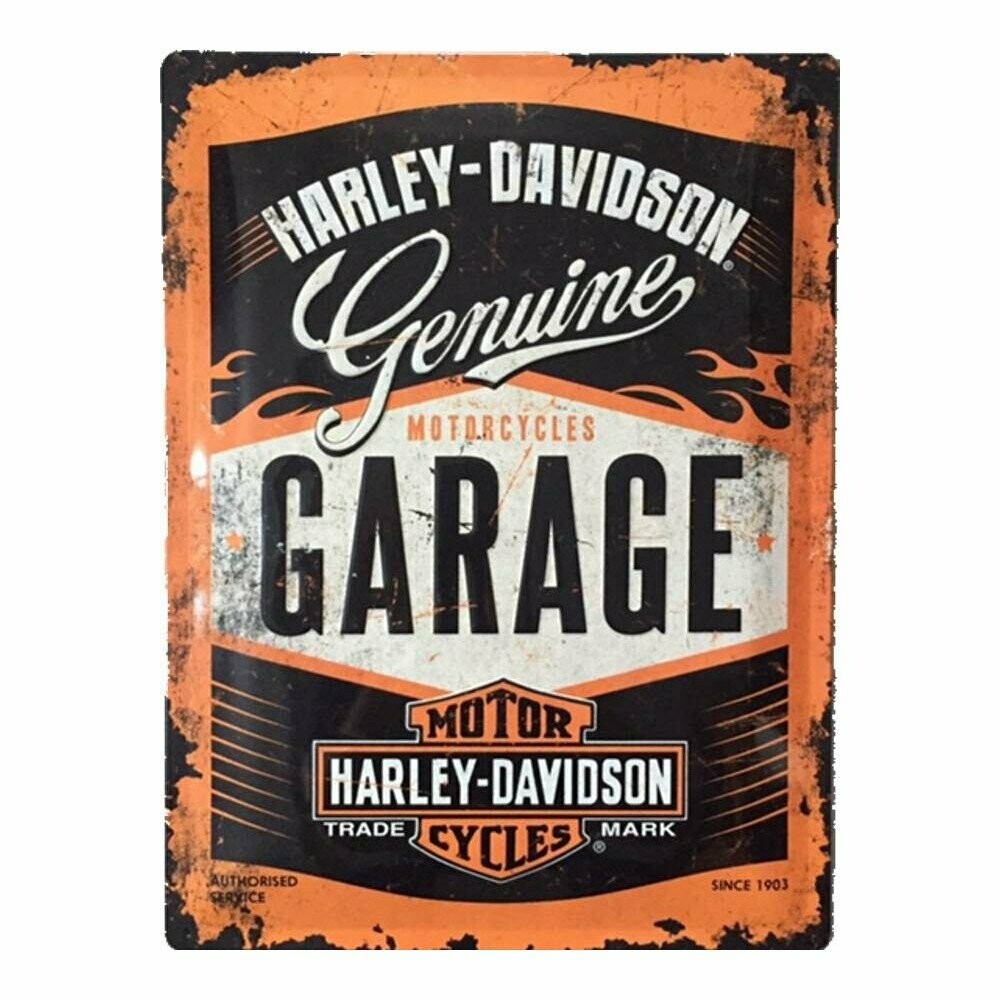 Plaque Métal  Publicitaire  Vintage "Harley Davidson Garage"