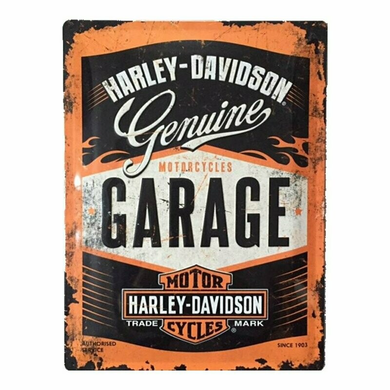 Plaque Métal  Publicitaire  Vintage "Harley Davidson Garage"