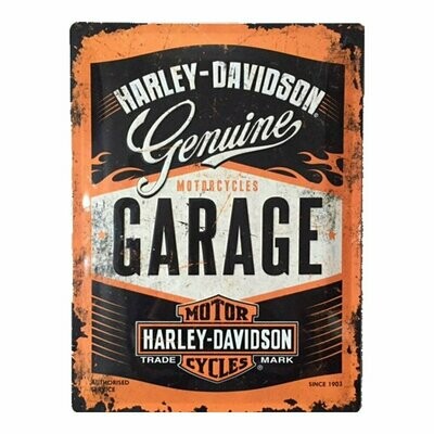 Plaque Métal  Publicitaire  Vintage "Harley Davidson Garage"