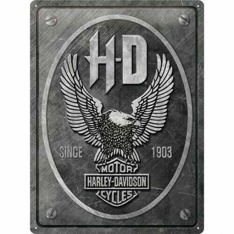 Plaque Métal  Publicitaire Vintage "Harley Davidson Aigle Grise "