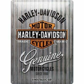Plaque Métal   Publicitaire  Vintage "Harley Davidson Génuine Grise "