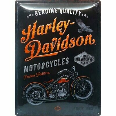 Plaque Métal  Publicitaire  Vintage "Harley Davidson Milwaukee "