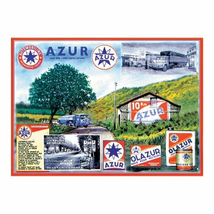 Plaque Métal Publicitaire Vintage " Azur "
