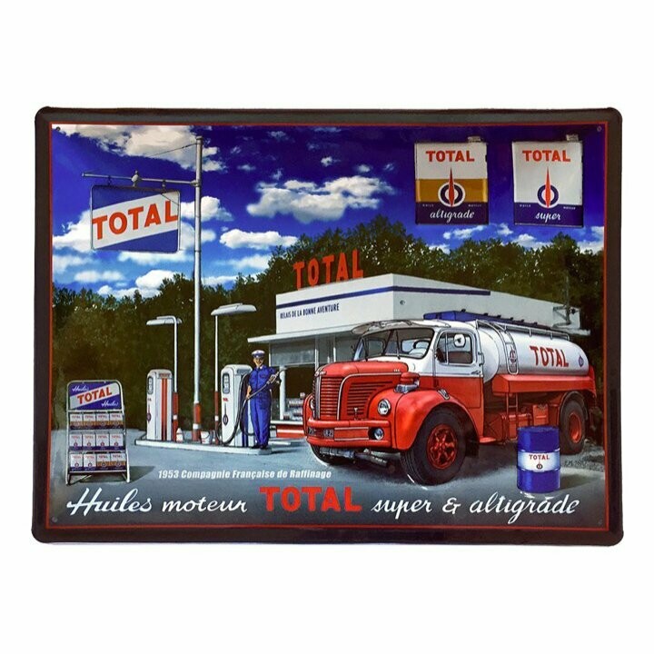 Plaque Métal  Publicitaire Vintage  "Station Total "
