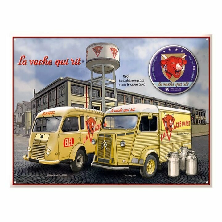 Plaque Métal Publicitaire Vintage Utilitaires Citroën  "Vache Qui Rit "