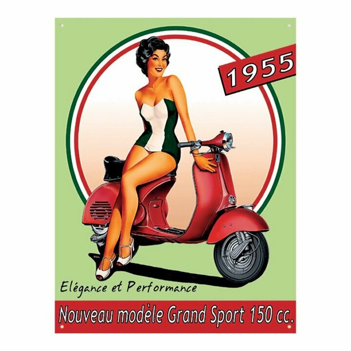 Plaque Métal  Publicitaire  Vintage  "Vespa  1955'