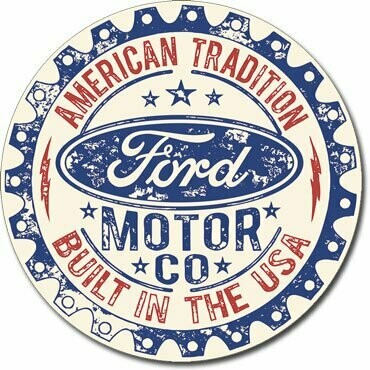 Plaque Métal Publicitaire Vintage  Rond Ford  "Motor Co "