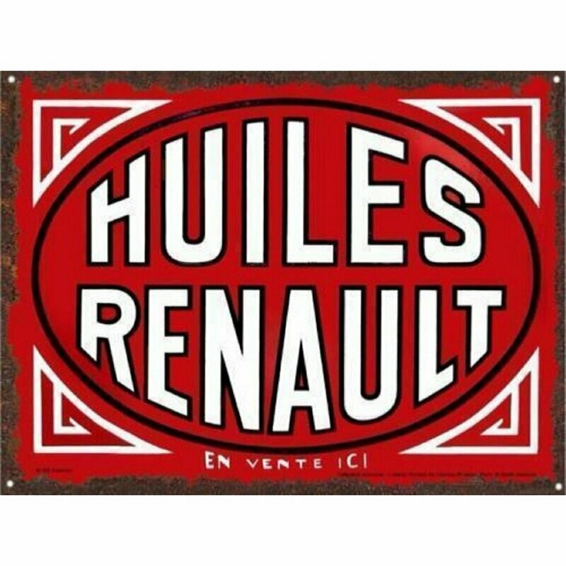 Plaque Métal  Publicitaire Vintage  "Huiles Renault "