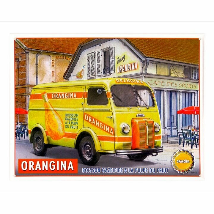 Plaque  Publicitaire  Utilitaire Peugeot D4 Orangina