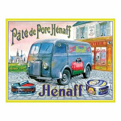 Plaque Métal Publicitaire Vintage "Peugeot D4 Pâté Hénaff"