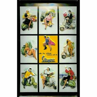 Plaque Métal Publicitaire  Vintage " VESPA Collage"
