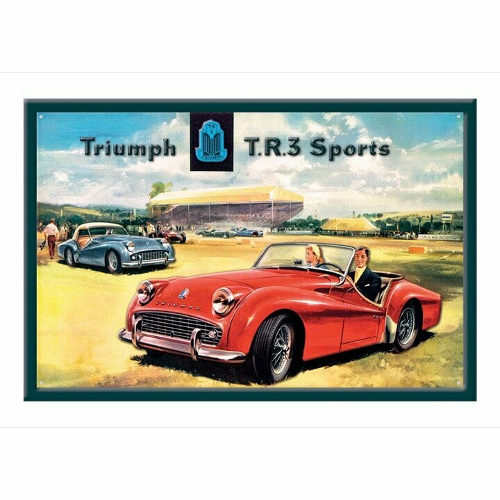 Plaque Métal Publicitaire  Vintage  Triumph TR3 Sport