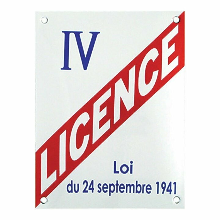Plaque Emaillée Vintage Licence IV