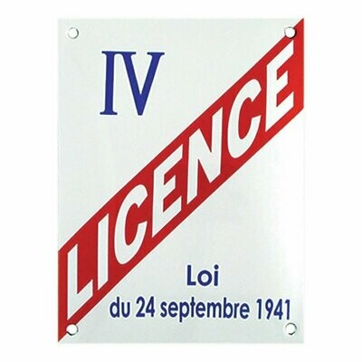 Plaque Emaillée Vintage "Licence IV "