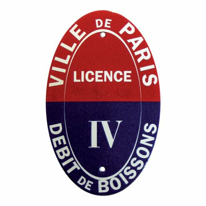 Plaque  Emaillée Vintage " Licence  IV Paris "