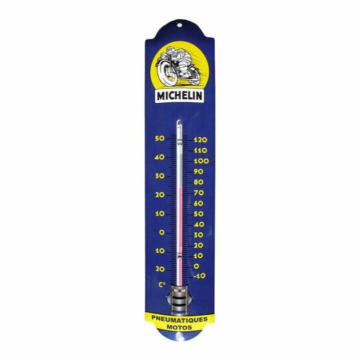 Thermomètre Vintage  Emaillé  "Michelin Pneumatiques Moto "