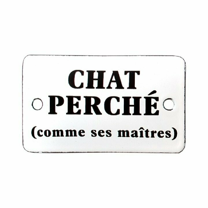 Plaque Emaillée Chat Perché
