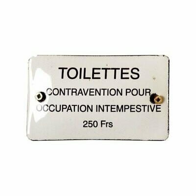 Plaque Emaillée Toilettes Contravention