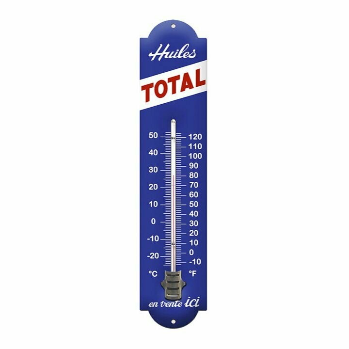 Thermomètre  Publicitaire Vintage  Emaillé " Huiles Total "