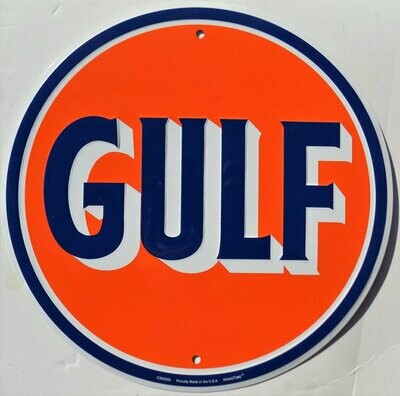Plaque Aluminium Publicitaire Vintage "Huile Gulf"