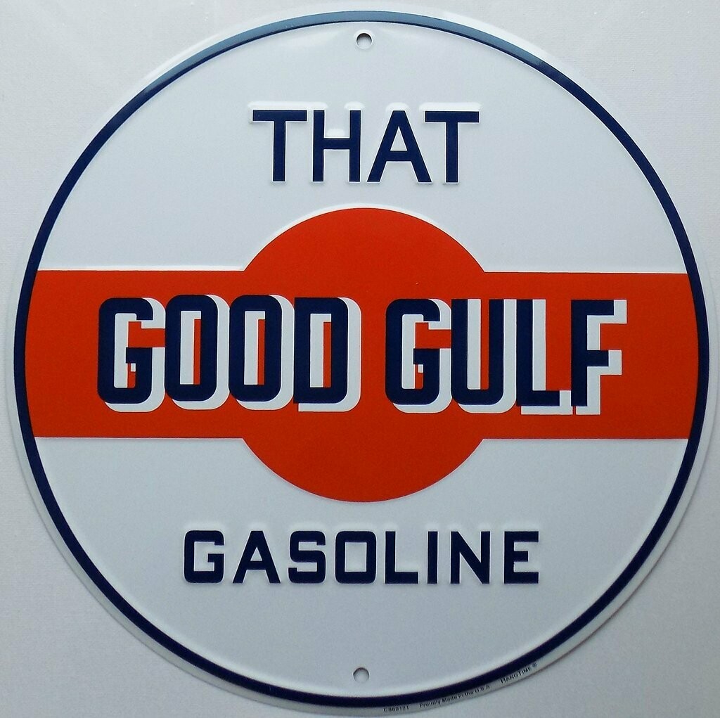 Plaque Aluminium  Publicitaire  Vintage " Huile  Gulf "
