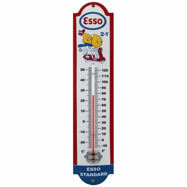 Thermomètre Vintage  Emaillé " Esso Scooter "
